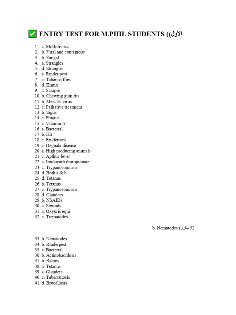 Entry Test For M.Phil Students ( | PDF