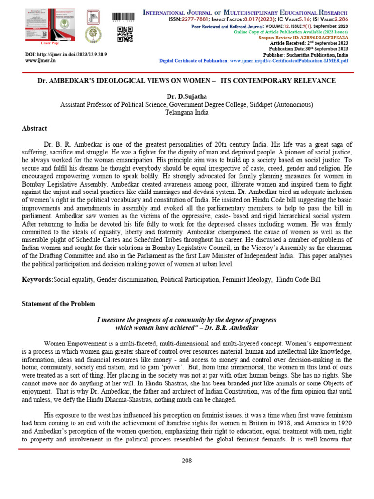 ambedkar on woman | PDF | Empowerment | Justice