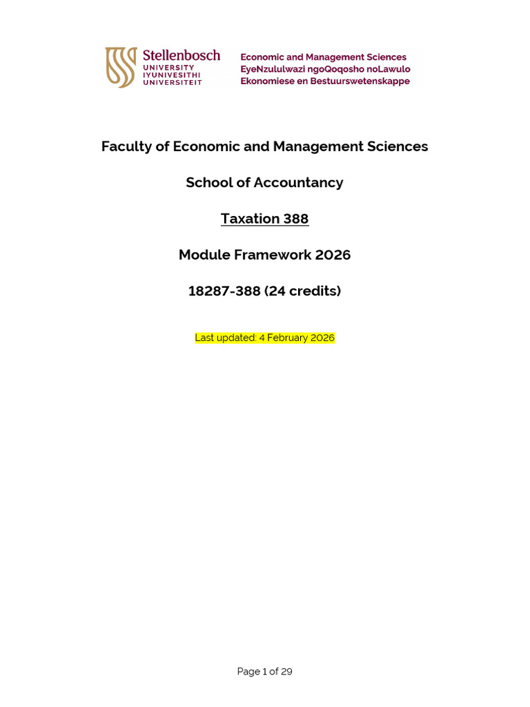 Taxation 388 Module Framework 2026 | PDF | Internet Forum | Taxes