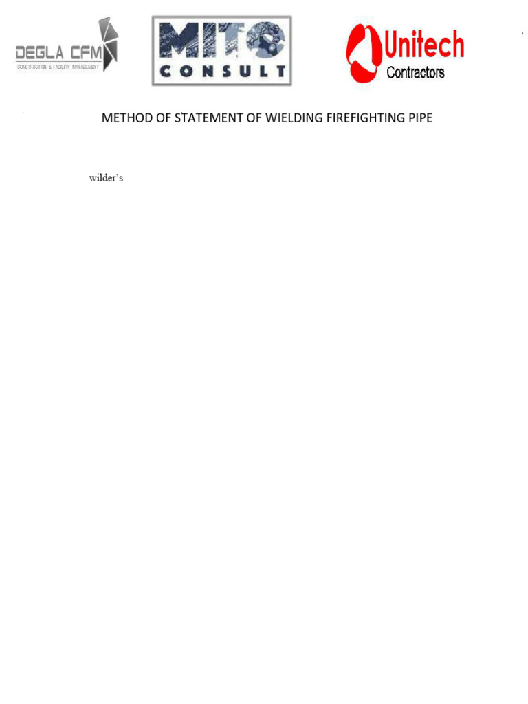 Method of Statement of Wielding Firefighting Pipes | PDF | Welding ...