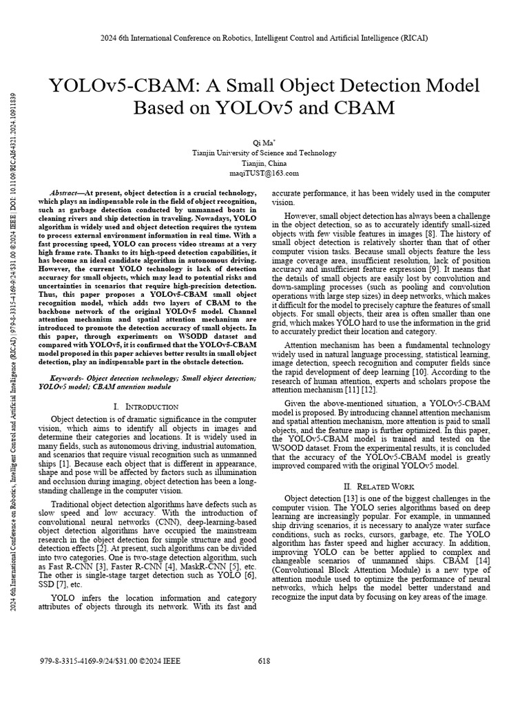 YOLOv5-CBAM A Small Object Detection Model Based On YOLOv5 and CBAM ...