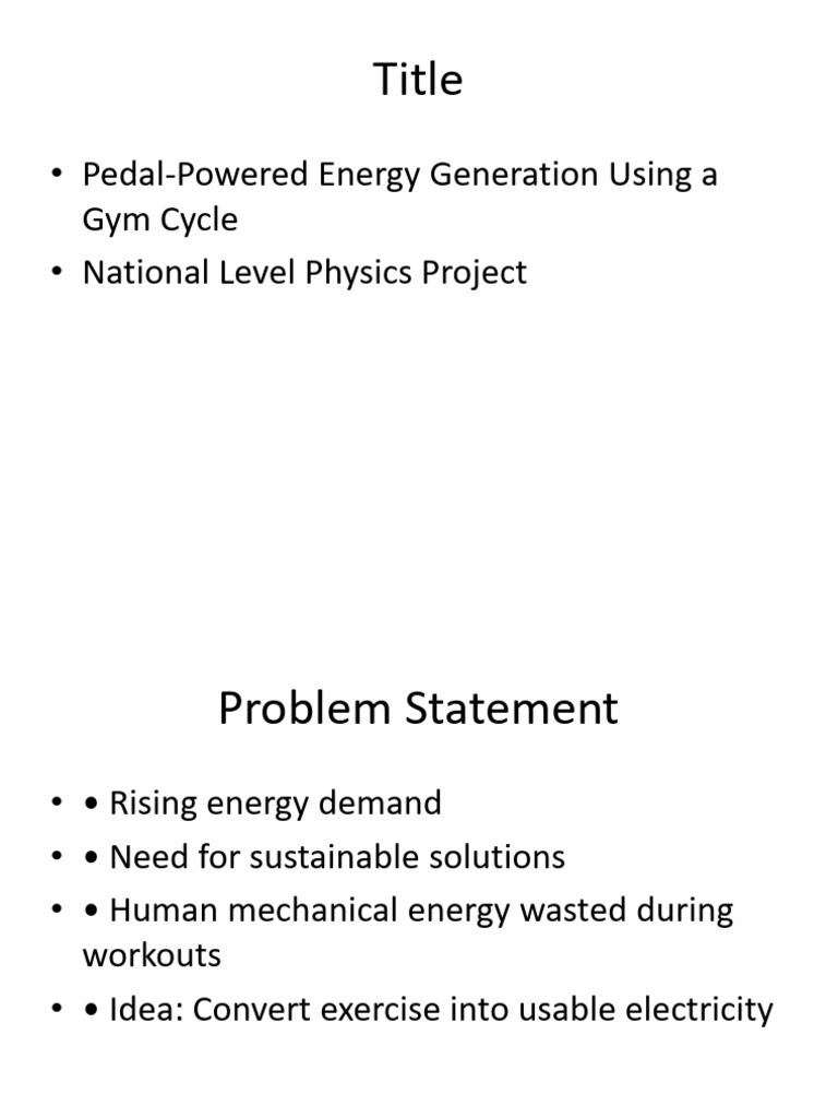 Gym Cycle Energy Generation PPT | PDF | Electric Generator | Rectifier