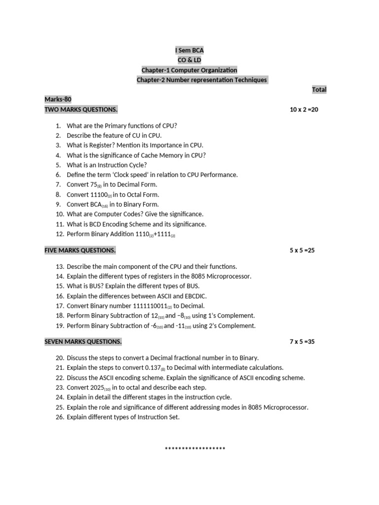 CO & LD Sample QP-1 | PDF