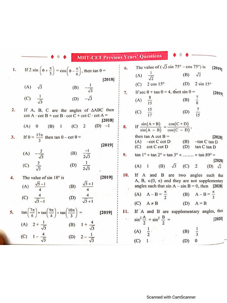 11th Trigonometry 1 | PDF