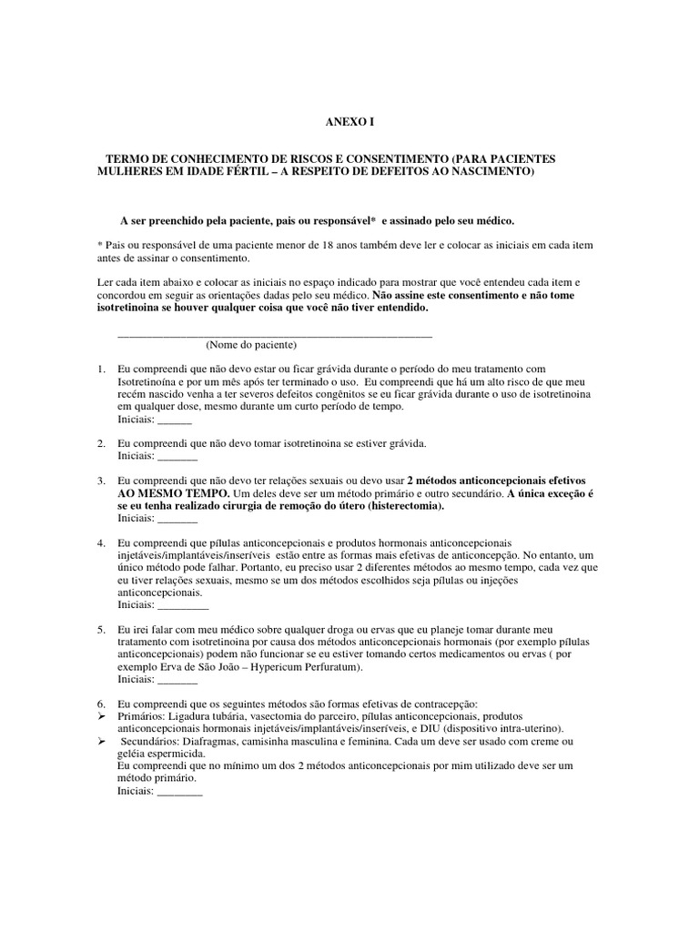Termo de Roacutan Completo | PDF | Anticoncepcionais | Depressão