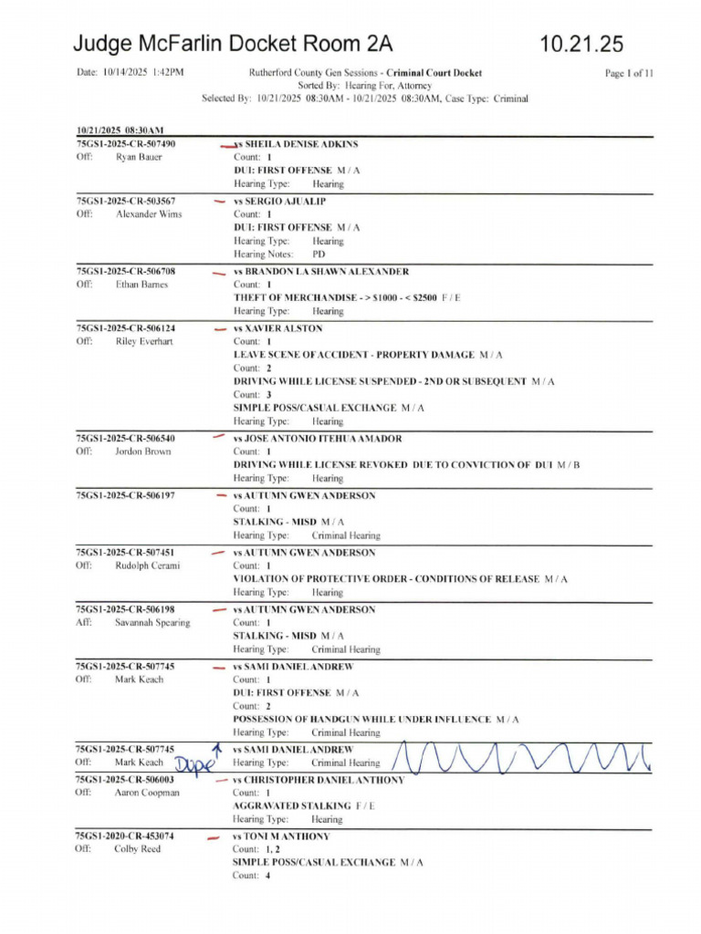 10.21.25 McFarlin Docket | PDF