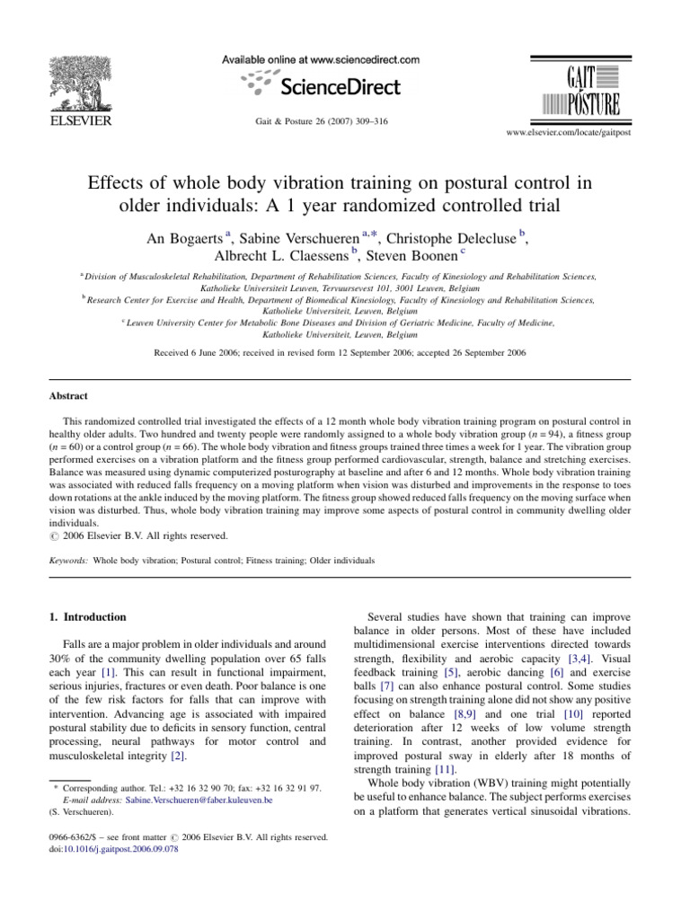 Effects of Whole Body Vibration Training On Postural Control in | PDF ...
