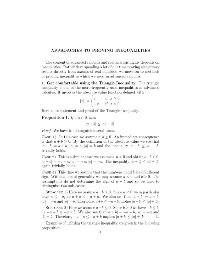 Proving Inequalities | PDF | Mathematical Proof | Inequality (Mathematics)