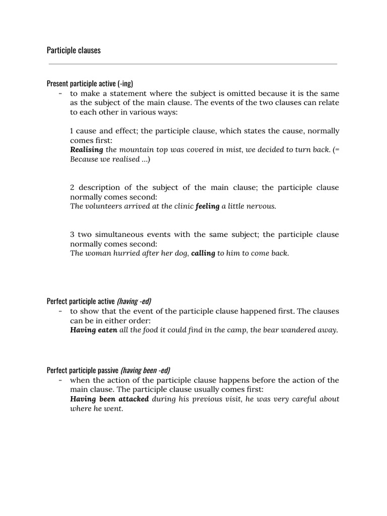 2 Participle Clauses | PDF