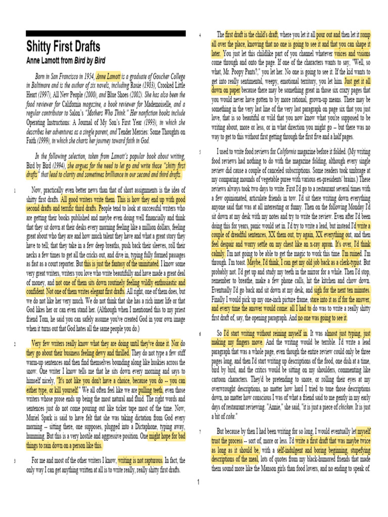 Shitty First Drafts | PDF