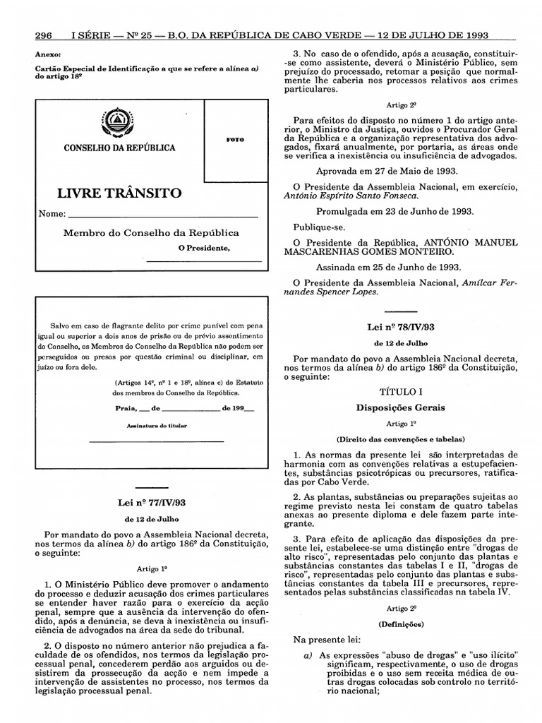 Lei Da Droga Lei #78 IV 1993 | PDF