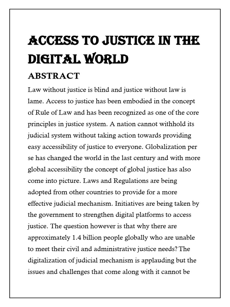 Access To Justice in The Digital World | PDF | Justice | Crime & Violence