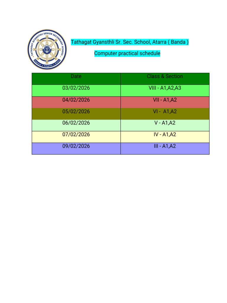 Annual Computer Practical Schedule | PDF