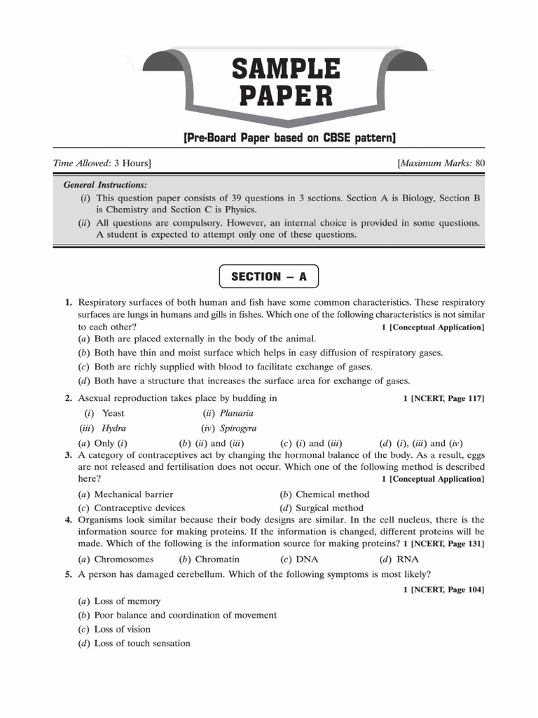 Sample Paper For Practice | PDF