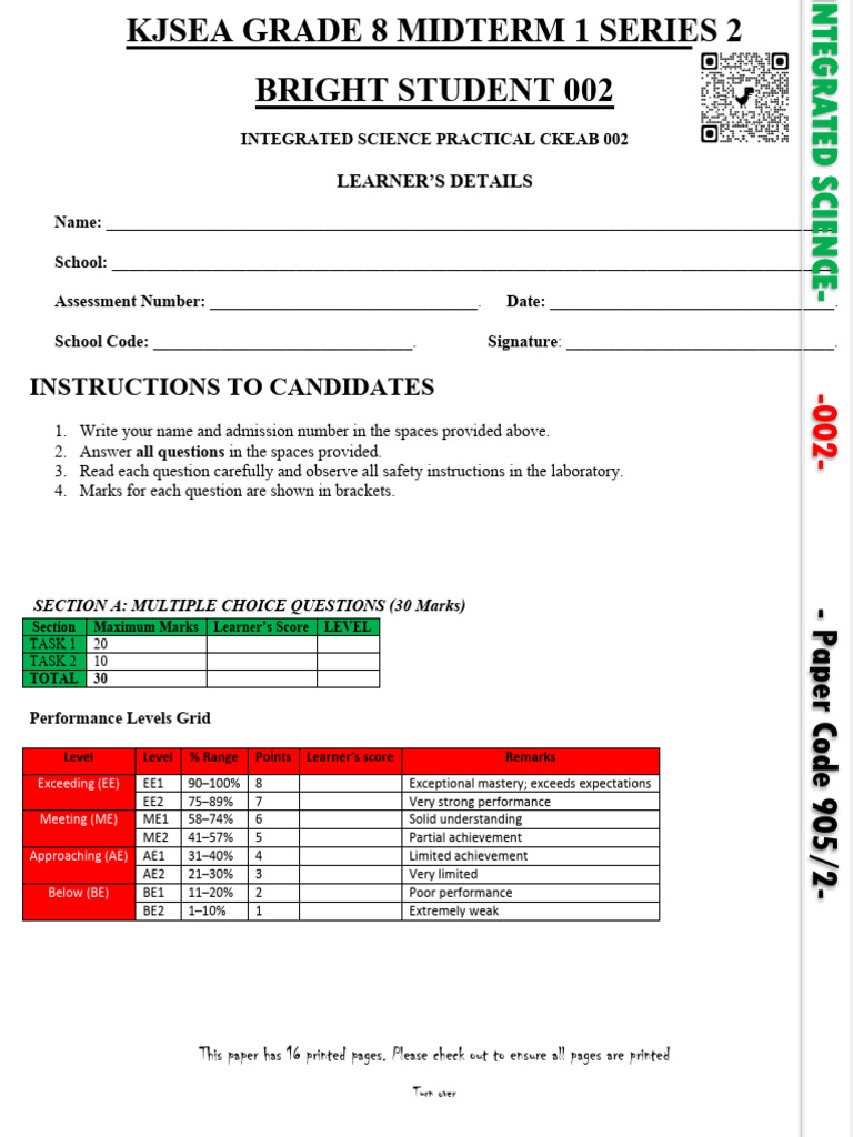 Grade 8 Integrated Science Pp2 002 2026 | PDF | Magnet | Magnetism