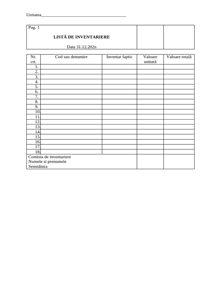 Lista Inventar | PDF