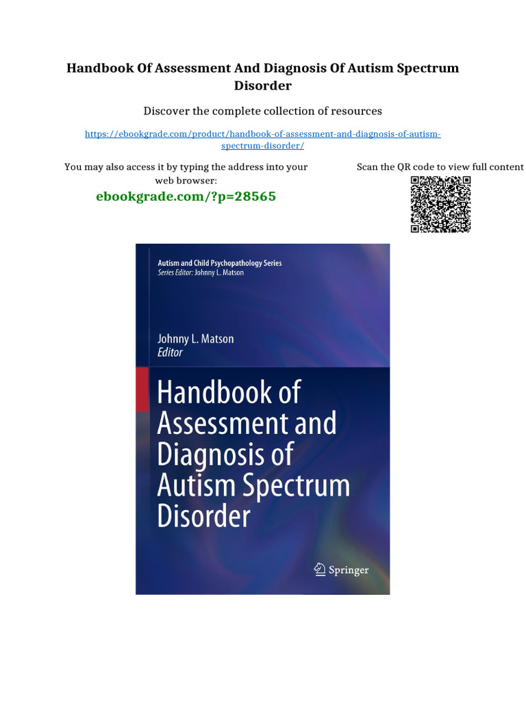 Handbook of Assessment and Diagnosis of Autism Spectrum Disorder Online ...