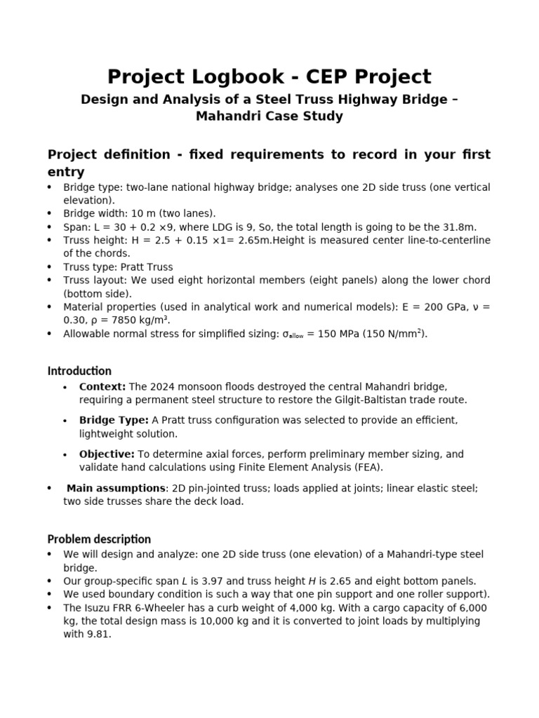 CEP Project Logbook Template | PDF | Truss | Mechanical Engineering