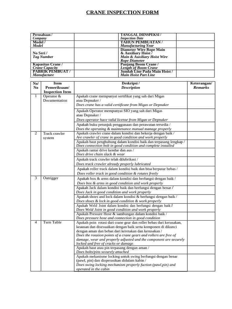 Crane Inspection | PDF