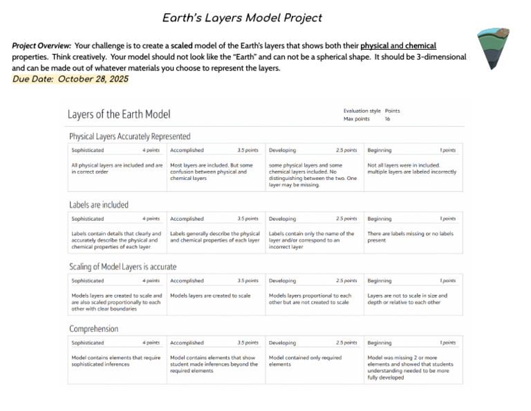 Comer Earth's Layers Model Project | PDF