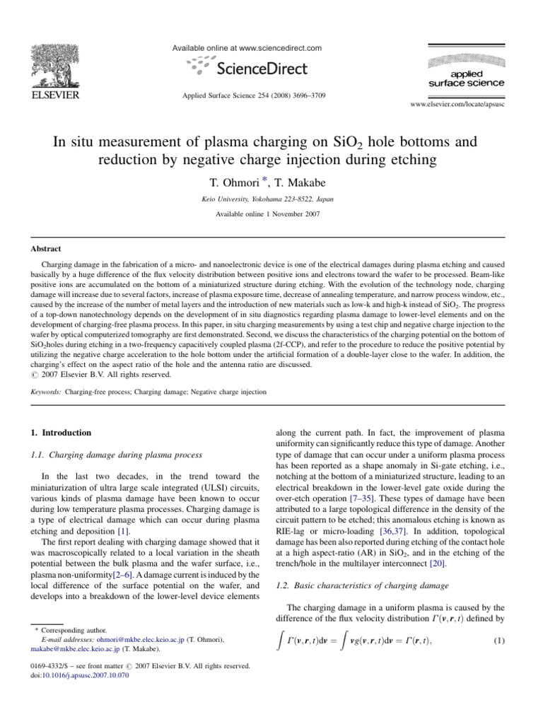 In Situ Measurement of Plasma Charging On SiO2 | PDF | Field Effect ...