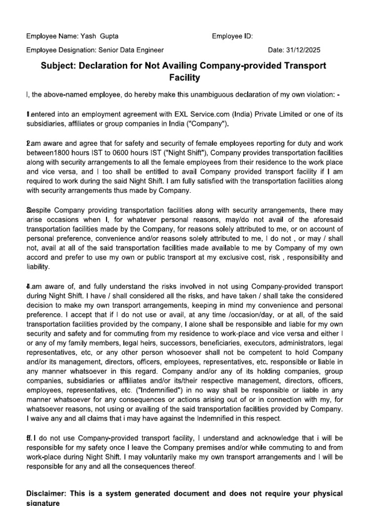 Transport Declaration | PDF