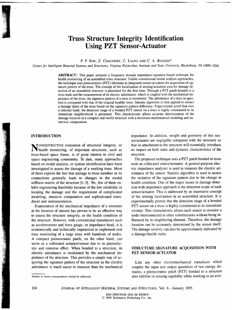 XXXX - Truss Structure Integrity Identification Using PZT Sensor ...