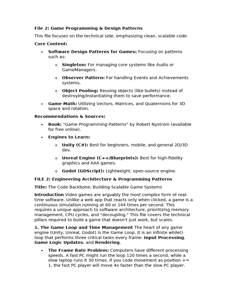 Game Programming & Design Patterns | PDF | Rendering (Computer Graphics ...