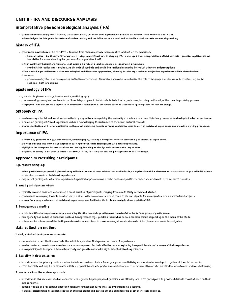 Unit II - Ipa and Discourse Analysis | PDF | Discourse | Hermeneutics