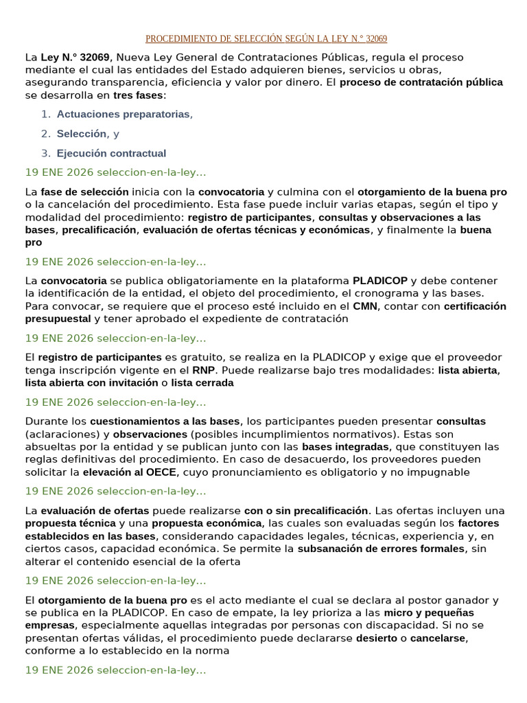 Resumen de La Ley 32069 | PDF