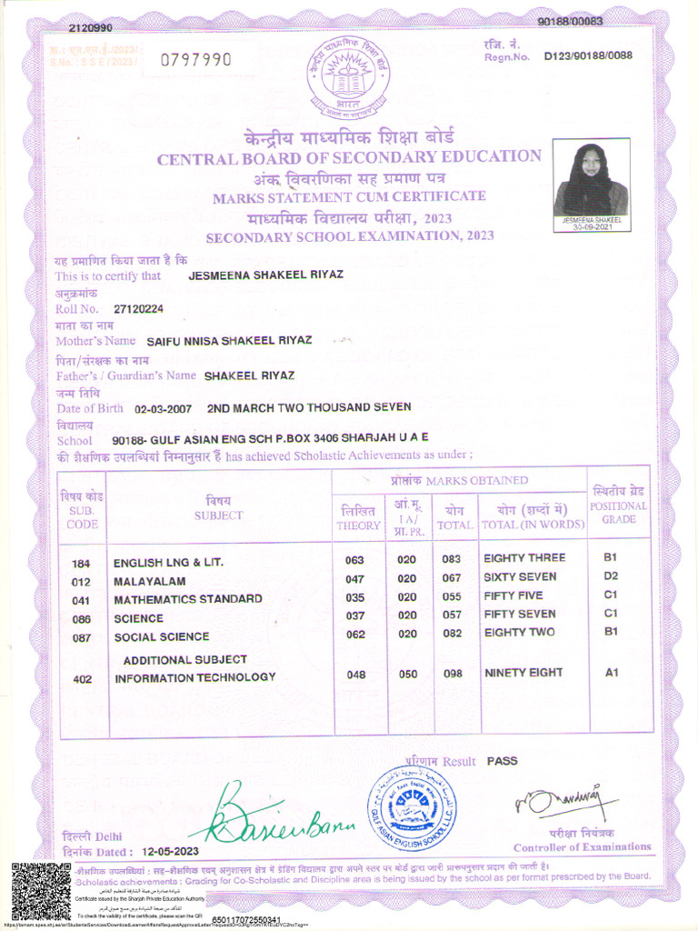 10th Marksheet Attested | PDF