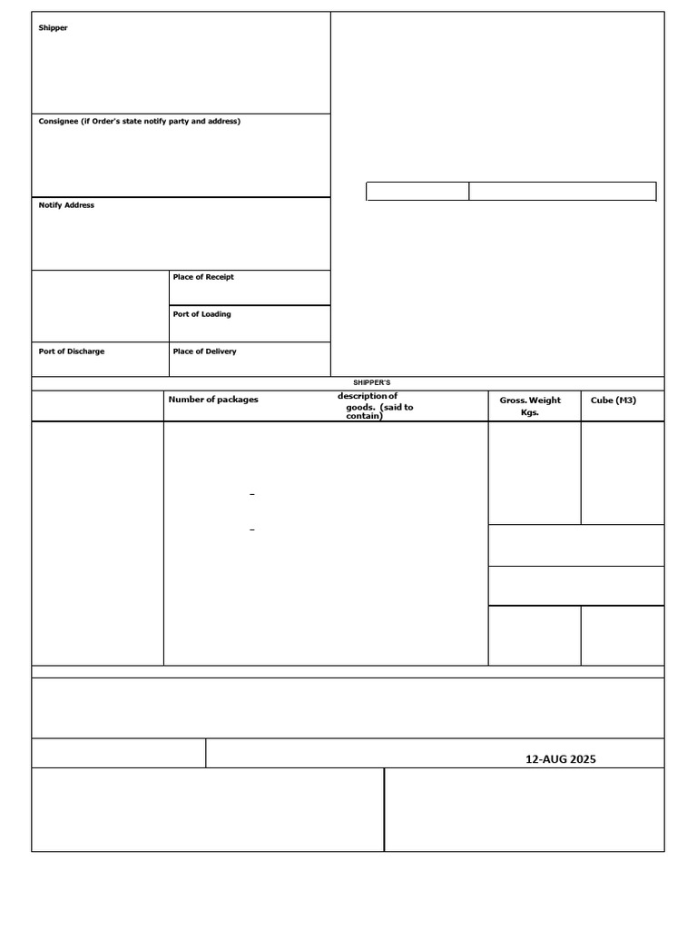 Toljeakhi99325 BL Draft | PDF | Cargo | Logistics
