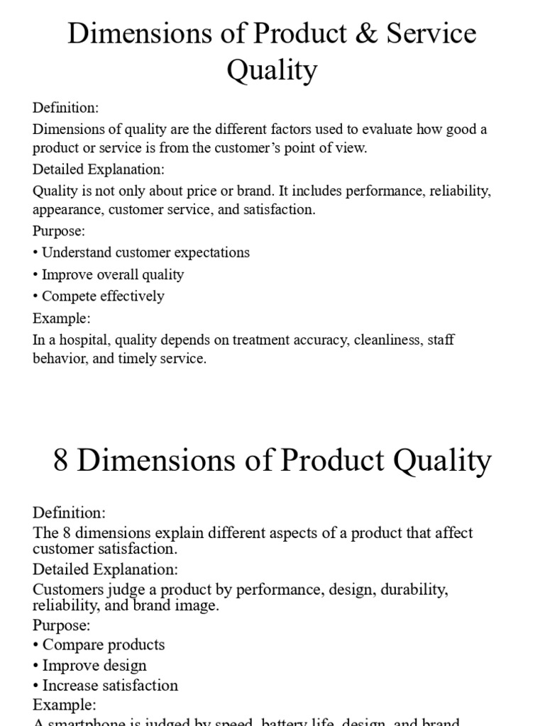 Quality Dimensions Fully Detailed Presentation | PDF | Reliability ...