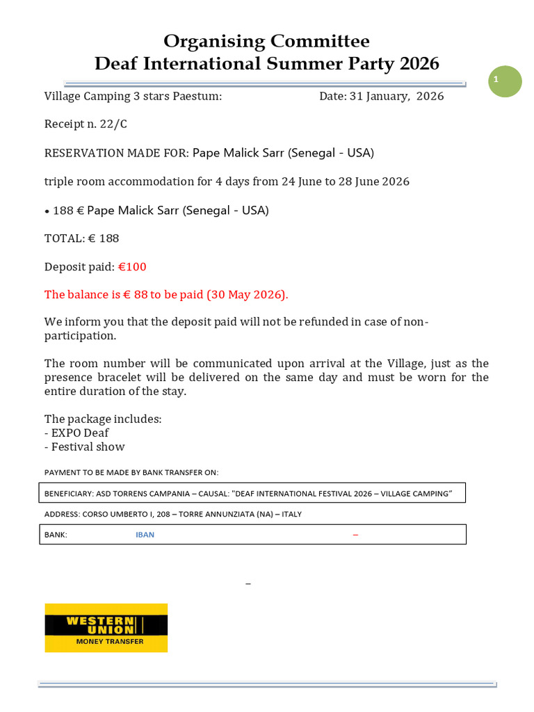 Invoice 22 C Village Camping | PDF
