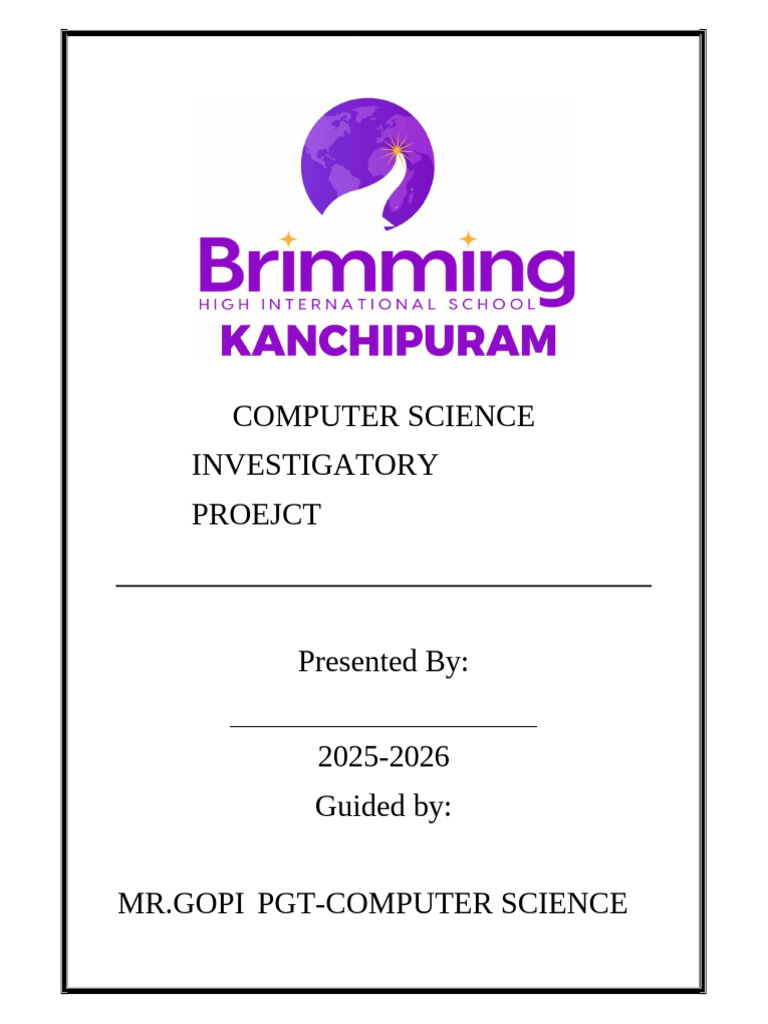 Cs Project Front Page | PDF