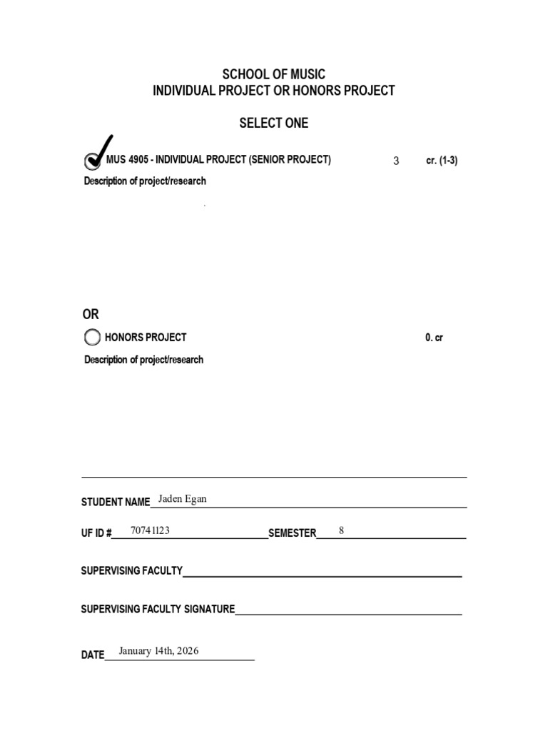 MUS4905 & Honors Project | PDF