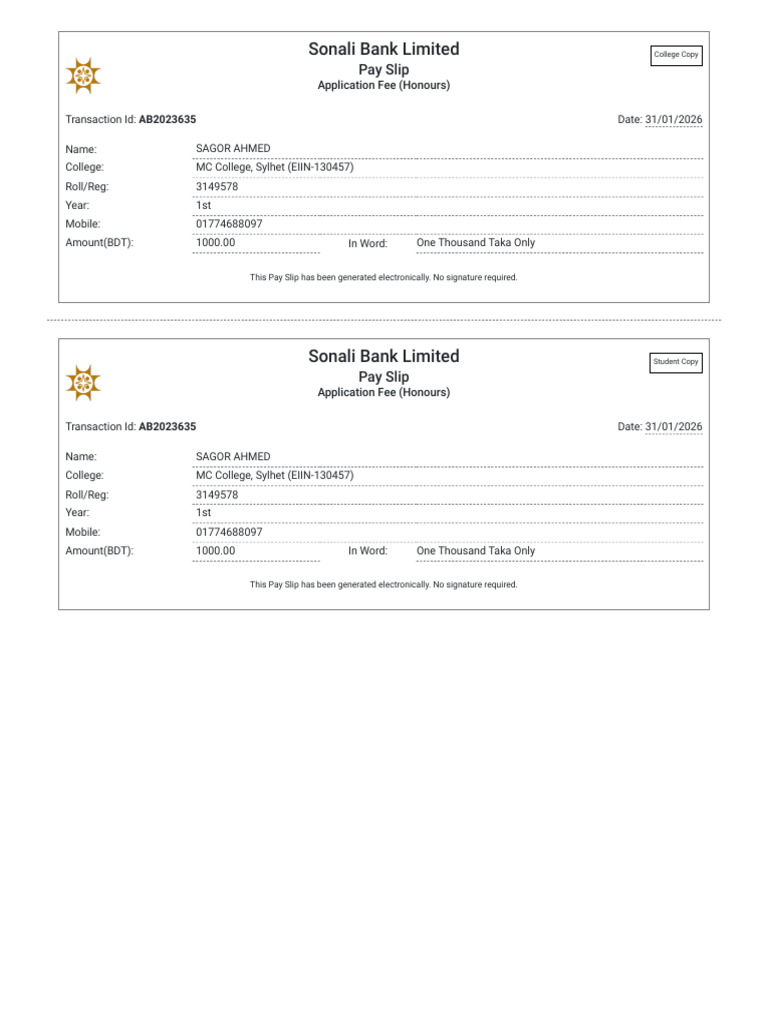 Voucher - Fee Collection | PDF