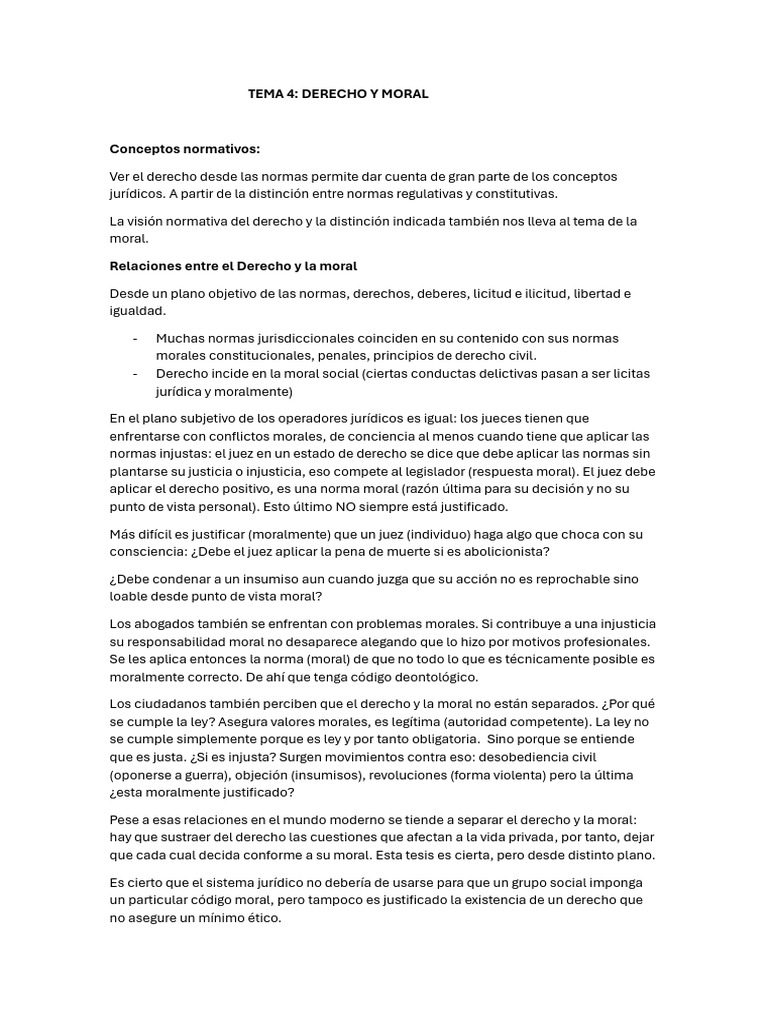 Teoria Del Derecho Tema 4 | PDF | La Ley natural | Moralidad