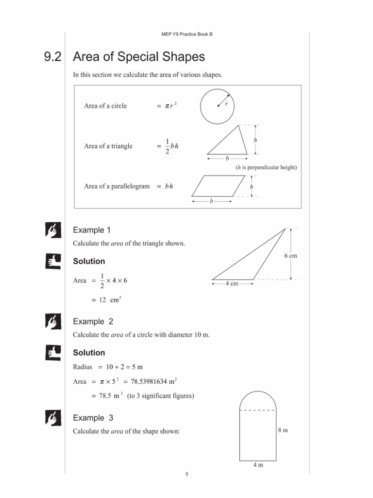 Grade 8 Area Practise | PDF