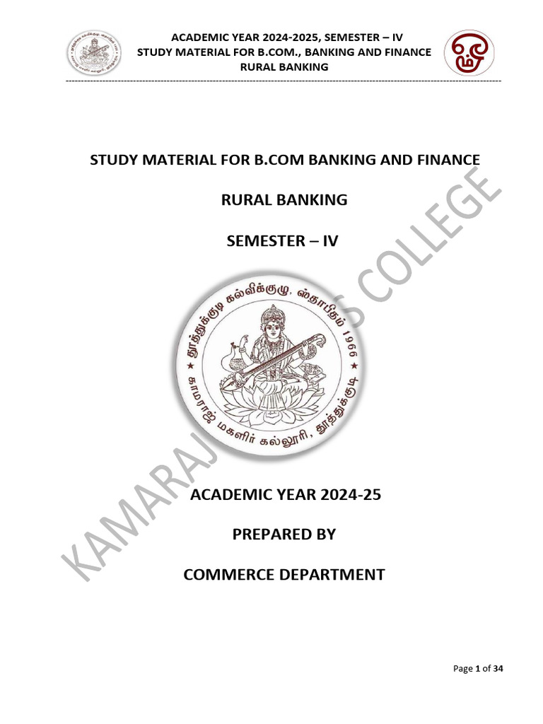 Study Materials Rural Banking | PDF | Banks | Personal Finance