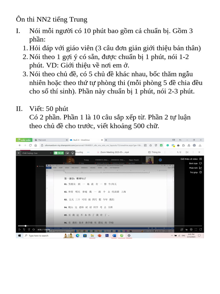 Ôn Thi NN2 Tiếng Trung Nói Viết Đọc | PDF