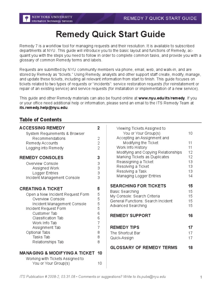 Remedy Tool PDF Menu Login