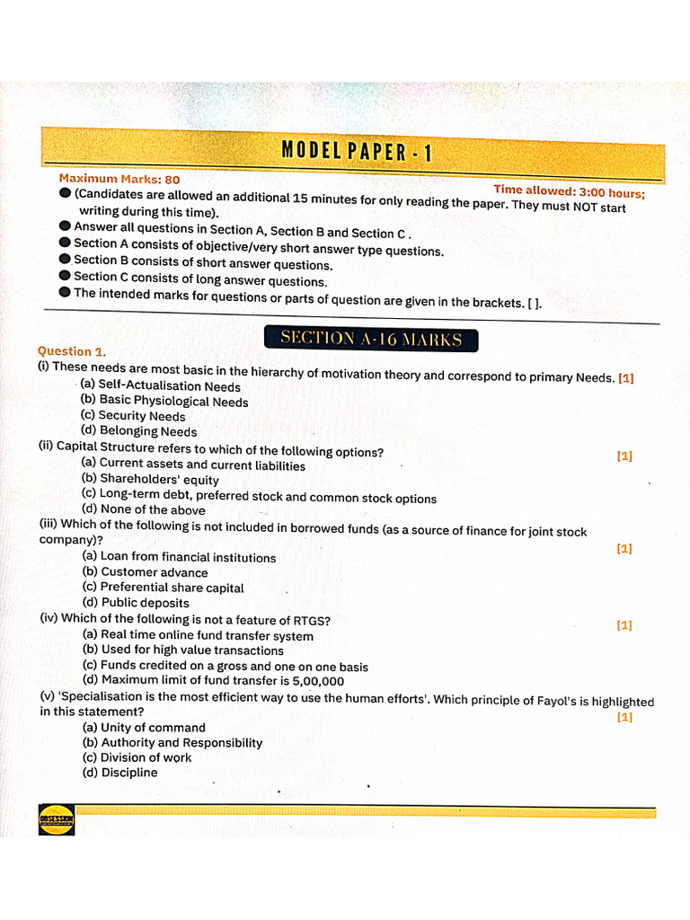 Commerce Sample Paper 1 With Answers | PDF