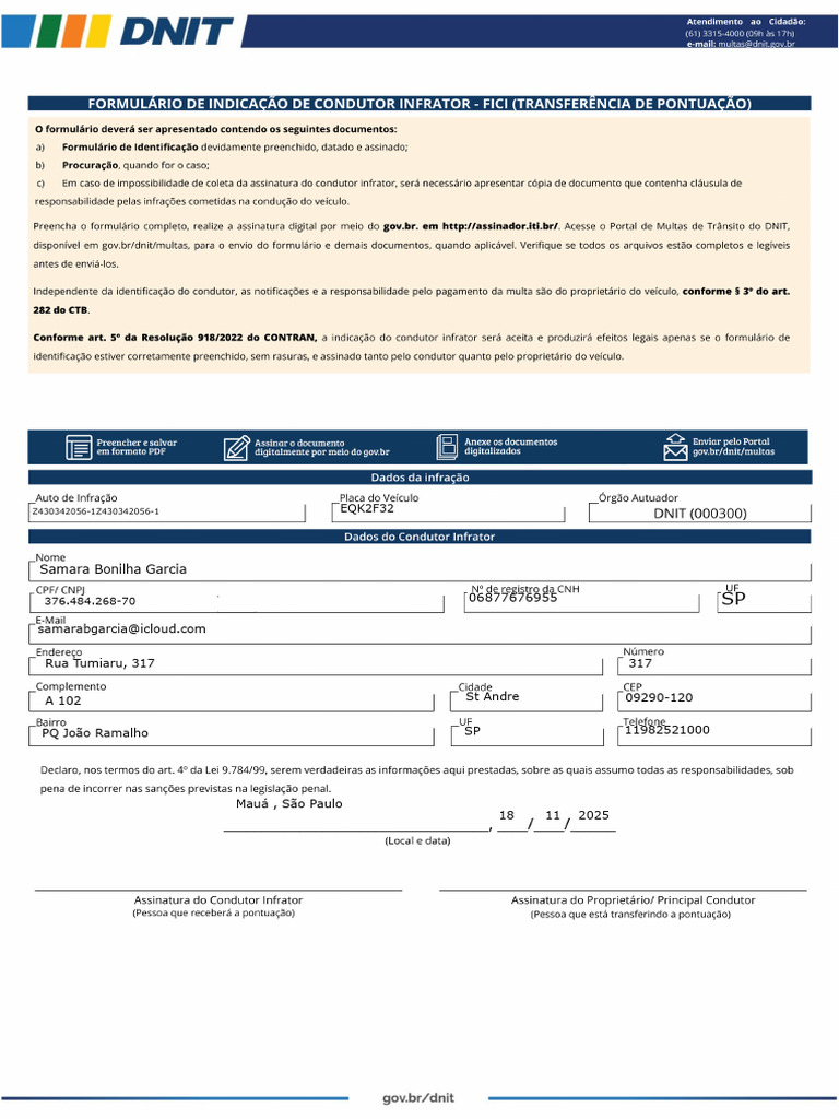 Formulário Preenchido | PDF