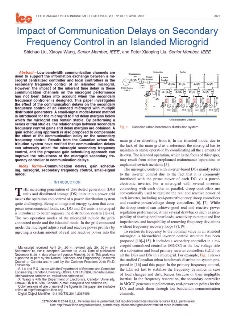 Impact of Communication Delays On Secondary Frequency Control in An ...