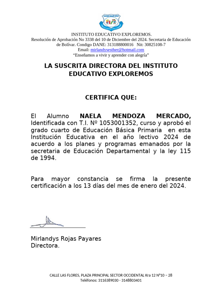 Certificado de Naela | PDF