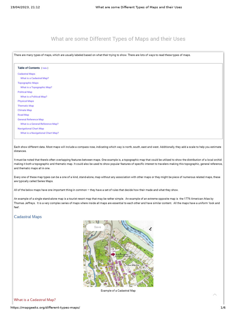 What Are Some Different Types of Maps and Their Uses | PDF | Map ...