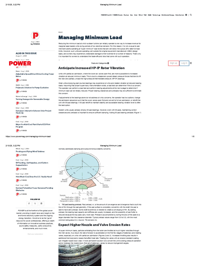 Managing Minimum Load - Powermag Paper | PDF | Turbine | Steam