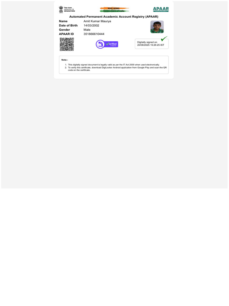 Apaar Id | PDF