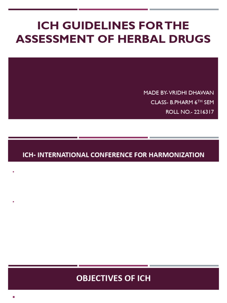 Ich Guidlines and Assessment of Herbal Drug | PDF | Solubility ...